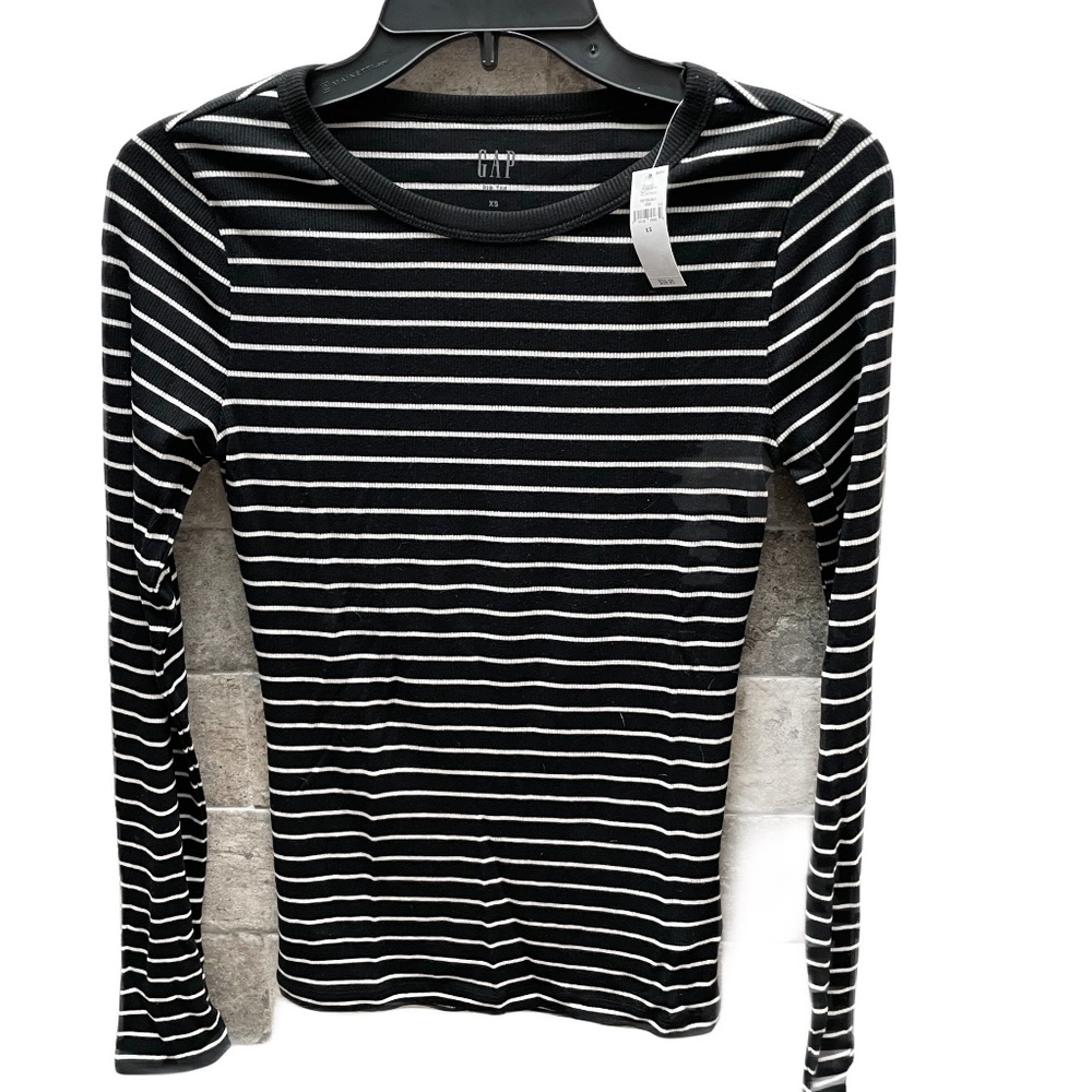 ❤️ GAP MINI STRIPED BLACK CREWNECK TEE SHIRT SIZE XS NEW